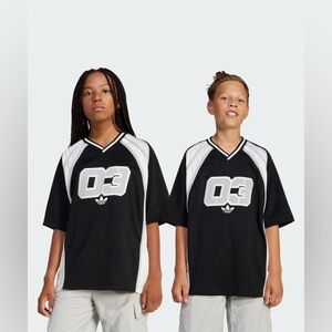 adidas Black and White Kids Mesh Jersey with '03' Graphic
